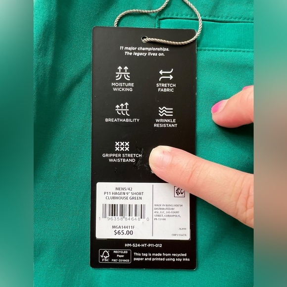 NWT Walter Hagen Men’s 9” Shorts in Clubhouse Green in size 42 - Picture 5 of 5